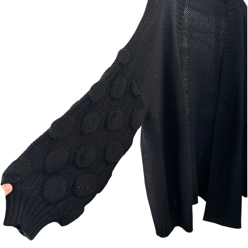 Women's Black Loose Open Front Knit Cardigan Size XL - Picture 5 of 6